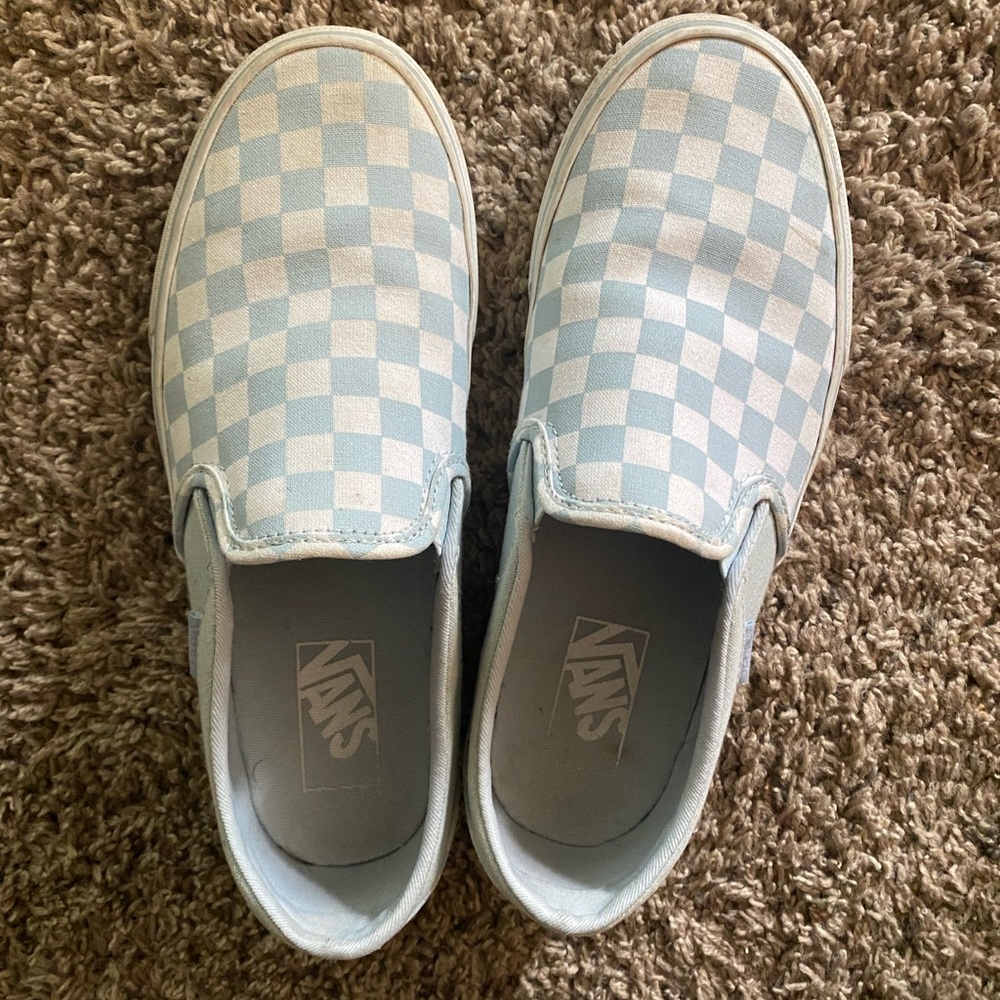 Vans checkered blue and white womens shoe